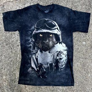 The Mountain Cotton Panther Military Army Short Sleeve Tye Dye Men's Small Black